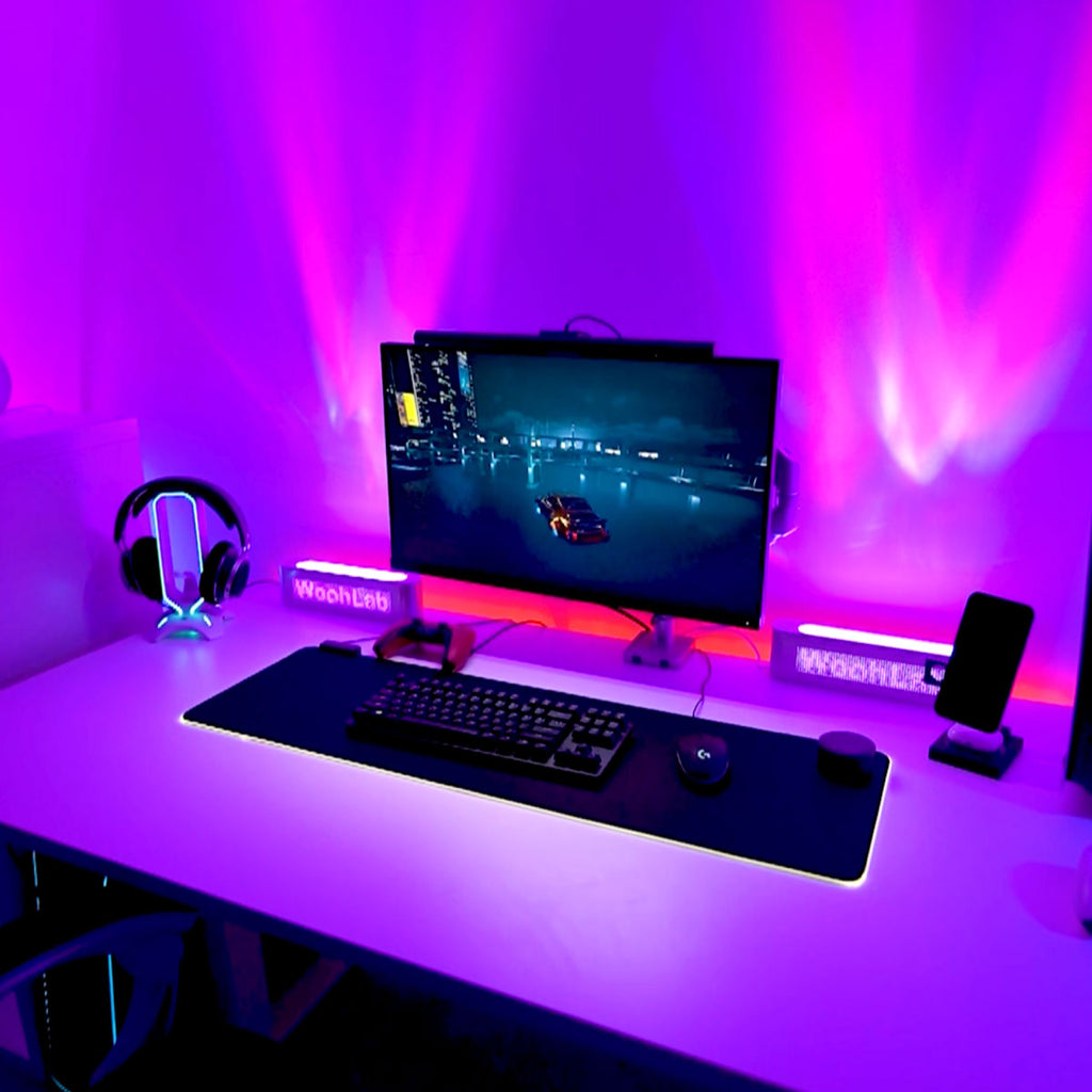 woohlab rgb ambient light video in a gaming room.